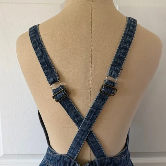 Urban Outfitters Med Blue Denim Midi Plunging Dress size Med - Picture 5 of 9